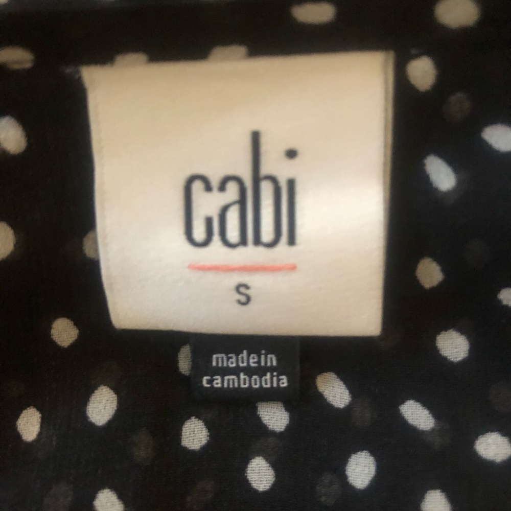 CAbi Black Top with White Polka Dots